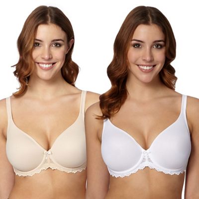 Gorgeous DD+ Pack of two natural and white D-H non-padded t-shirt bra